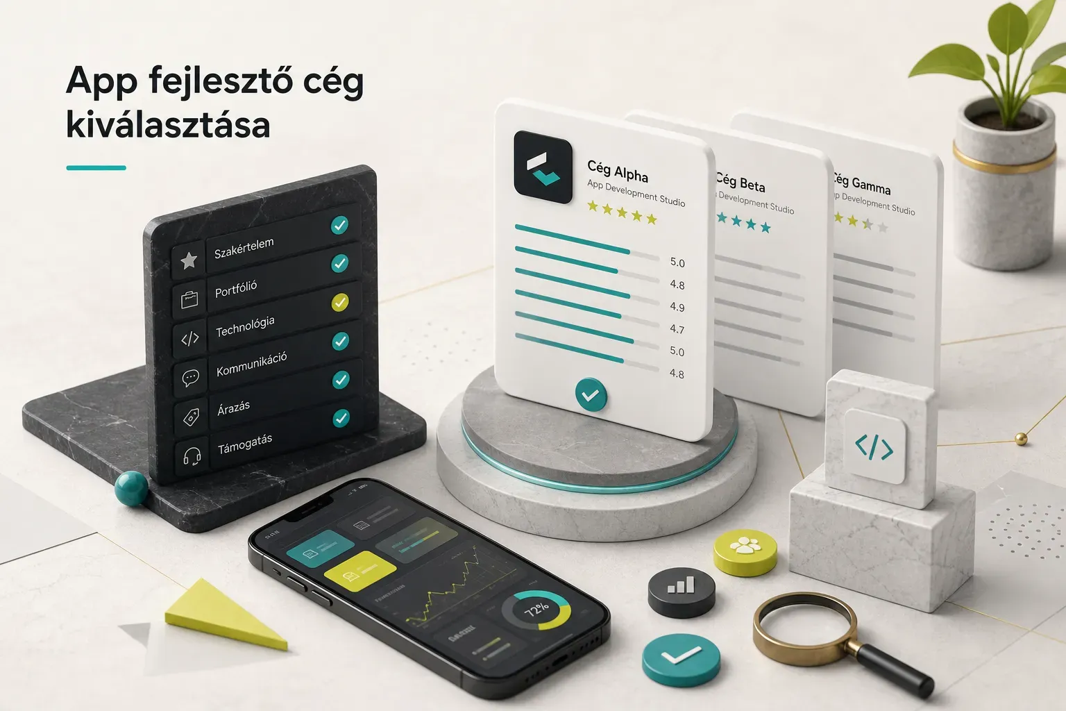 Szempontok app fejlesztő cég kiválasztásához: csapat, referenciák és technológiai szakértelem összehasonlítása