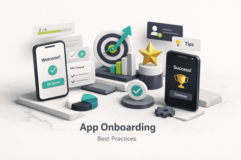 Smartphone screen displaying a step-by-step app onboarding walkthrough with progress indicators and welcome screens