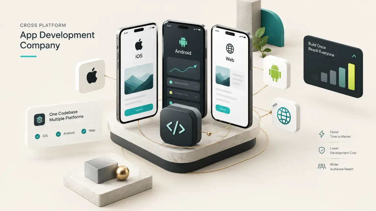 Cross platform app development company team building mobile apps for iOS and Android using shared code