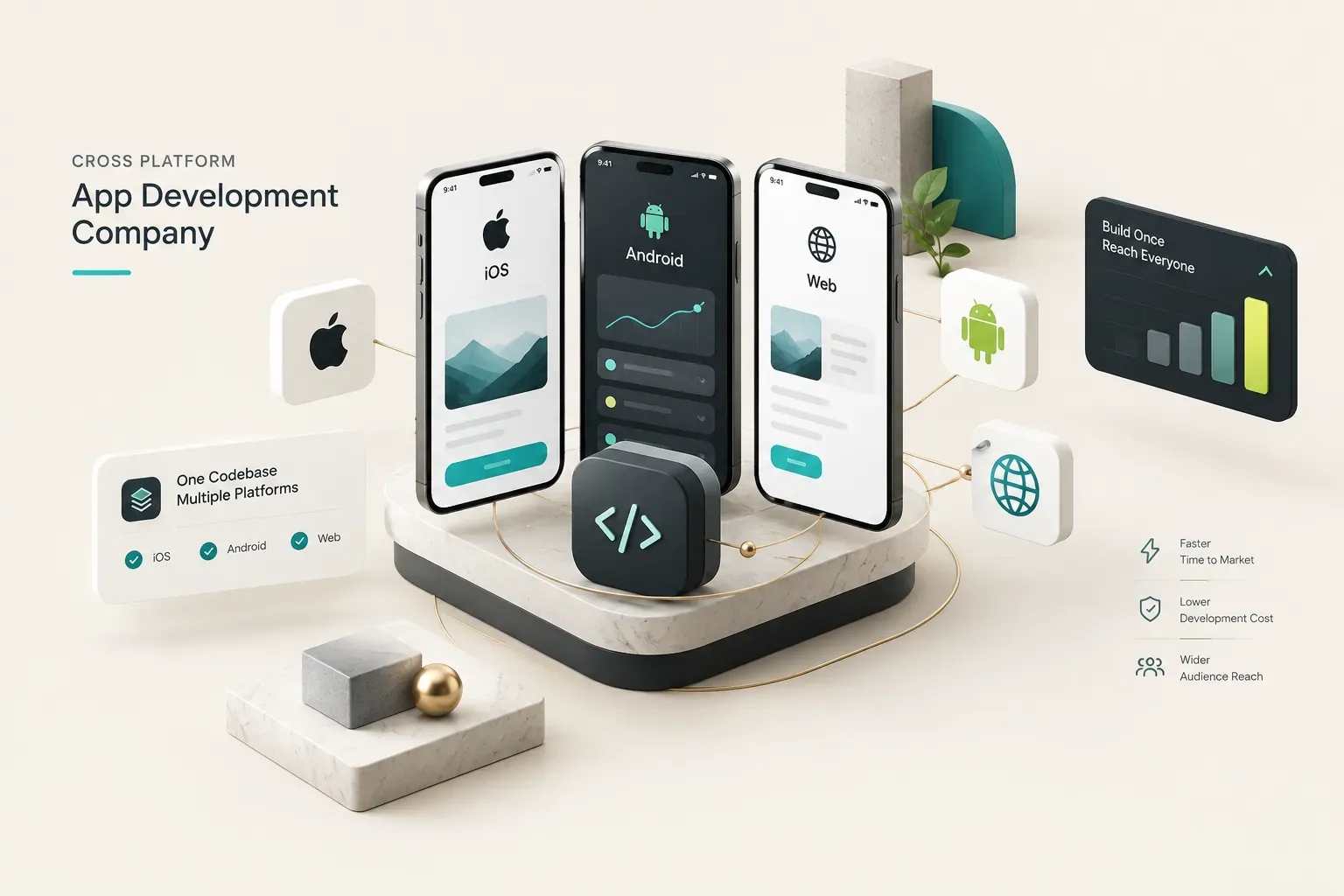 Cross platform app development company team building mobile apps for iOS and Android using shared code