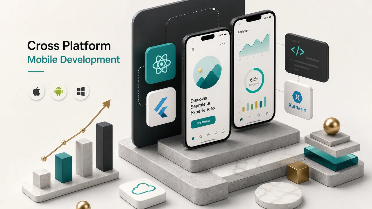 Developer building a cross platform mobile app development project across iOS and Android devices