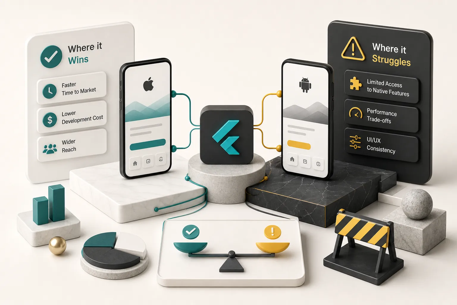 Cross-platform mobile app development: strengths in speed and cost versus limits in native performance and UI