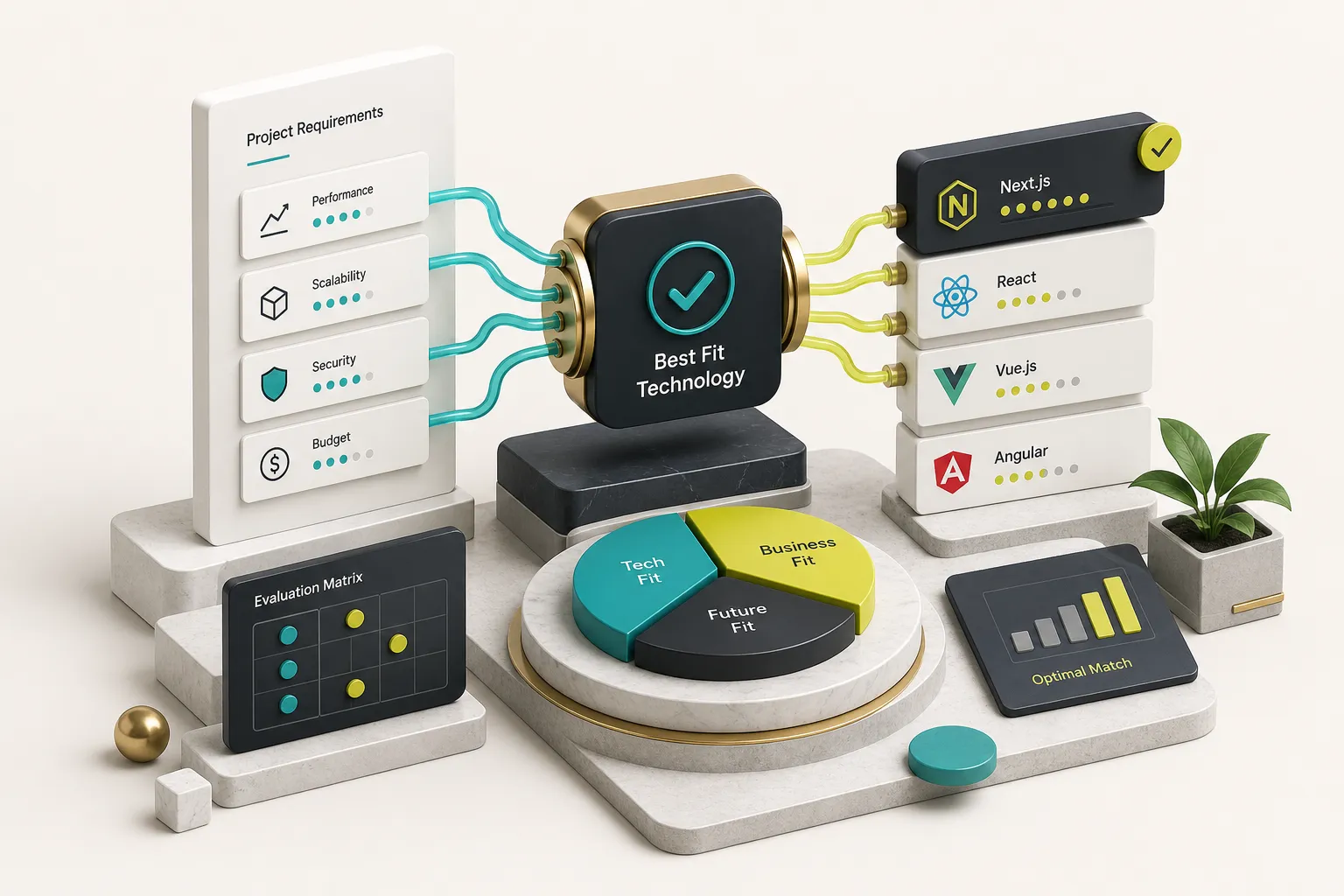 Developer selecting technology stack for a custom website development service project