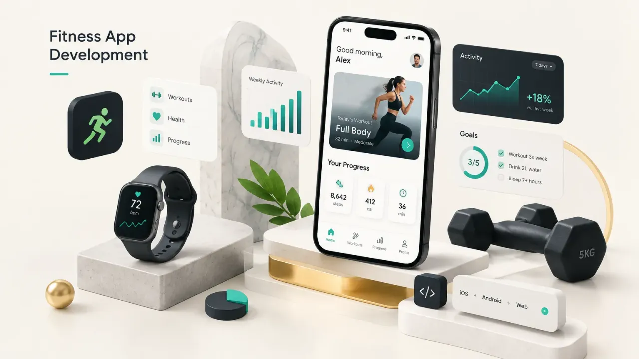 Developer team designing a workout tracking interface with a fitness app development company