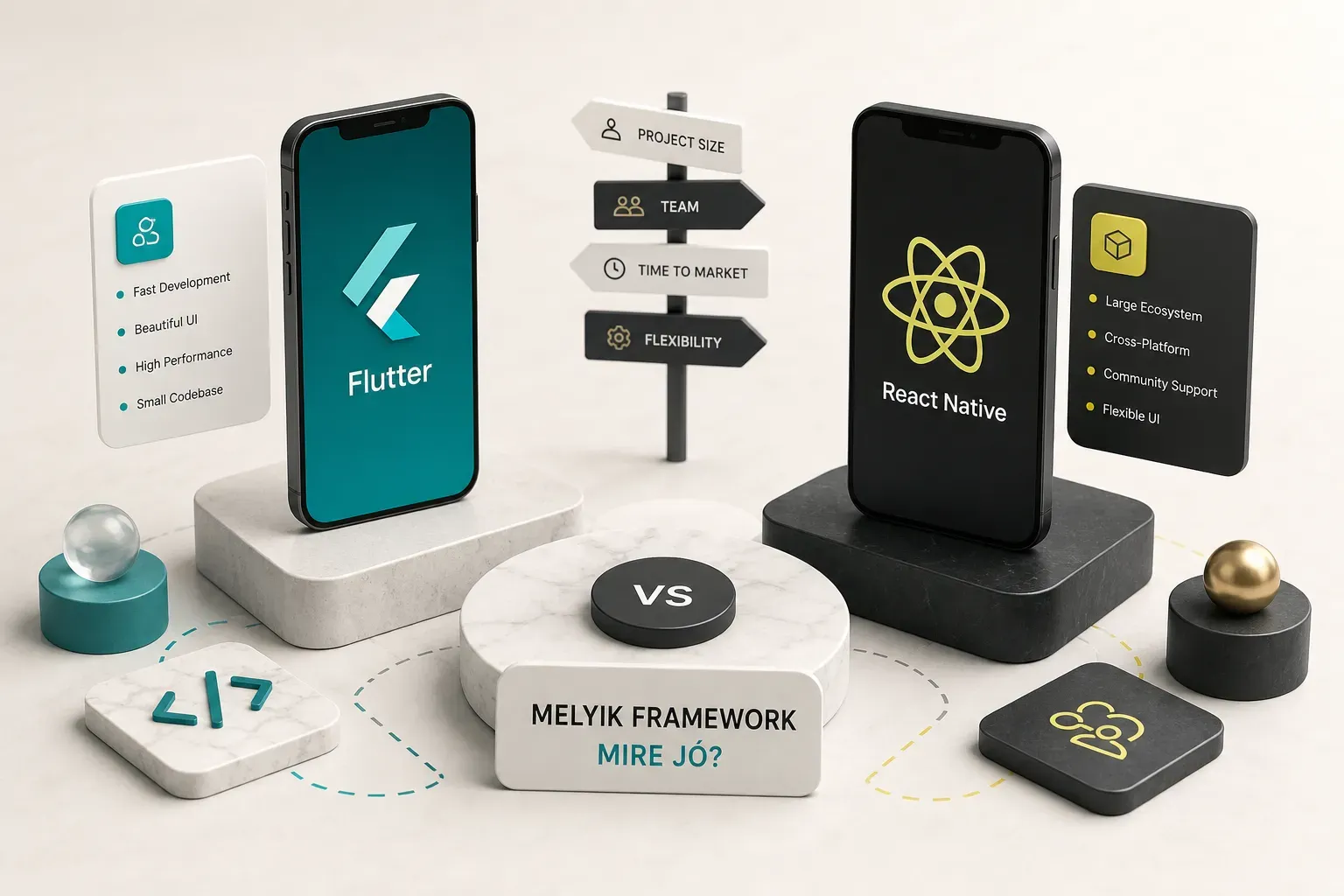 Flutter vagy React Native összehasonlítása: melyik framework mire alkalmas fejlesztési területenként