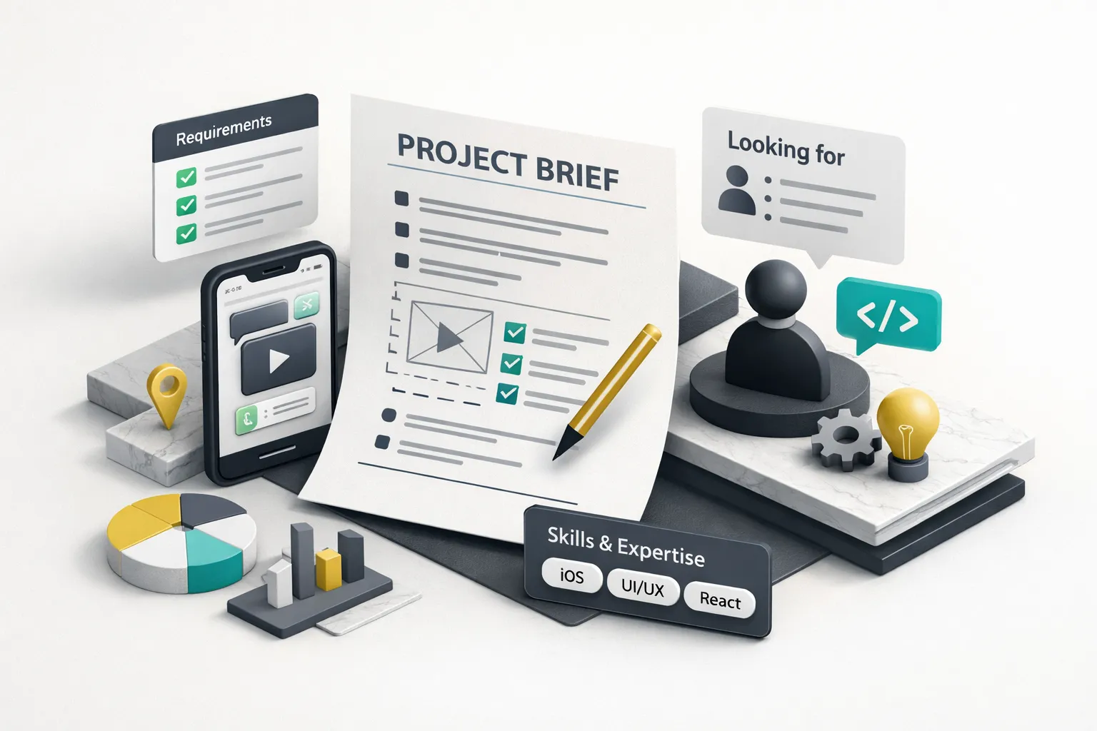 Developer reviewing a detailed mobile app project brief on laptop, helping hire the right mobile app developer for the job