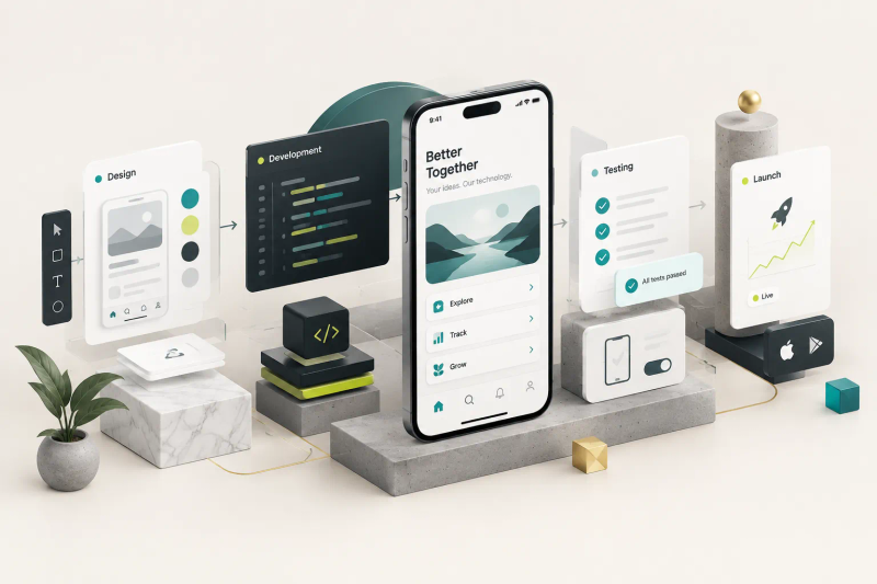 Hogyan készül egy mobilalkalmazás: fejlesztői csapat munkája kód és app design vázlatok között