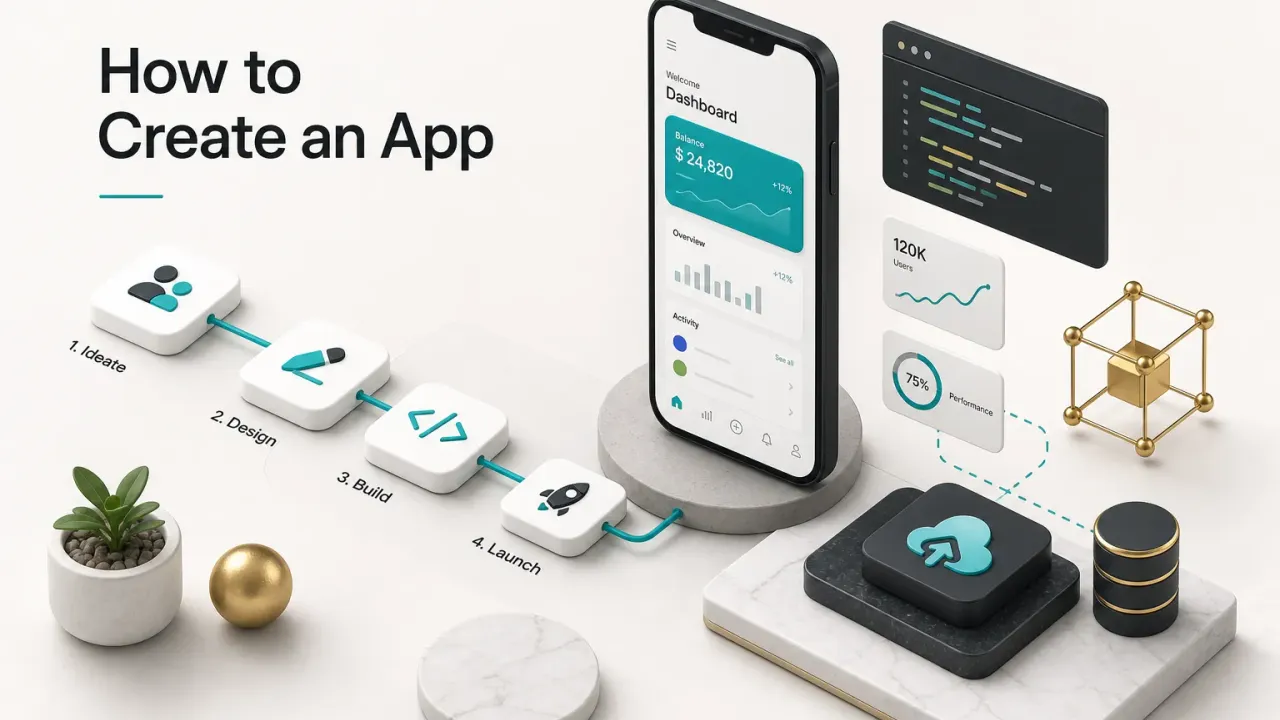 Step-by-step guide showing how to create an app, from wireframe sketches to a finished mobile screen mockup