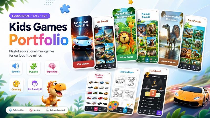 Kids Games app preview with colorful toddler mini-games