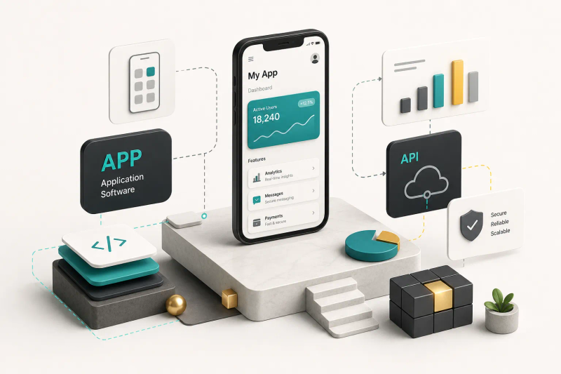Mobiltelefon képernyőjén alkalmazásikonok illusztrálják, mi az app és hogyan működik