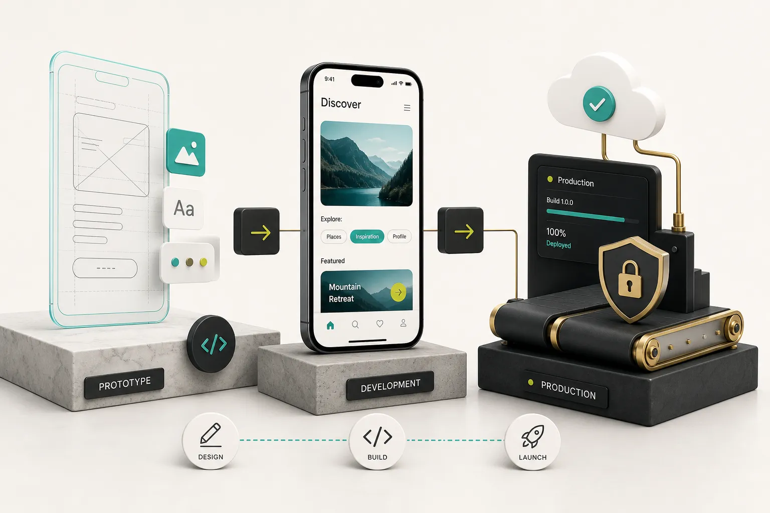 Developer transitioning a mobile app development apps prototype into a fully production-ready application