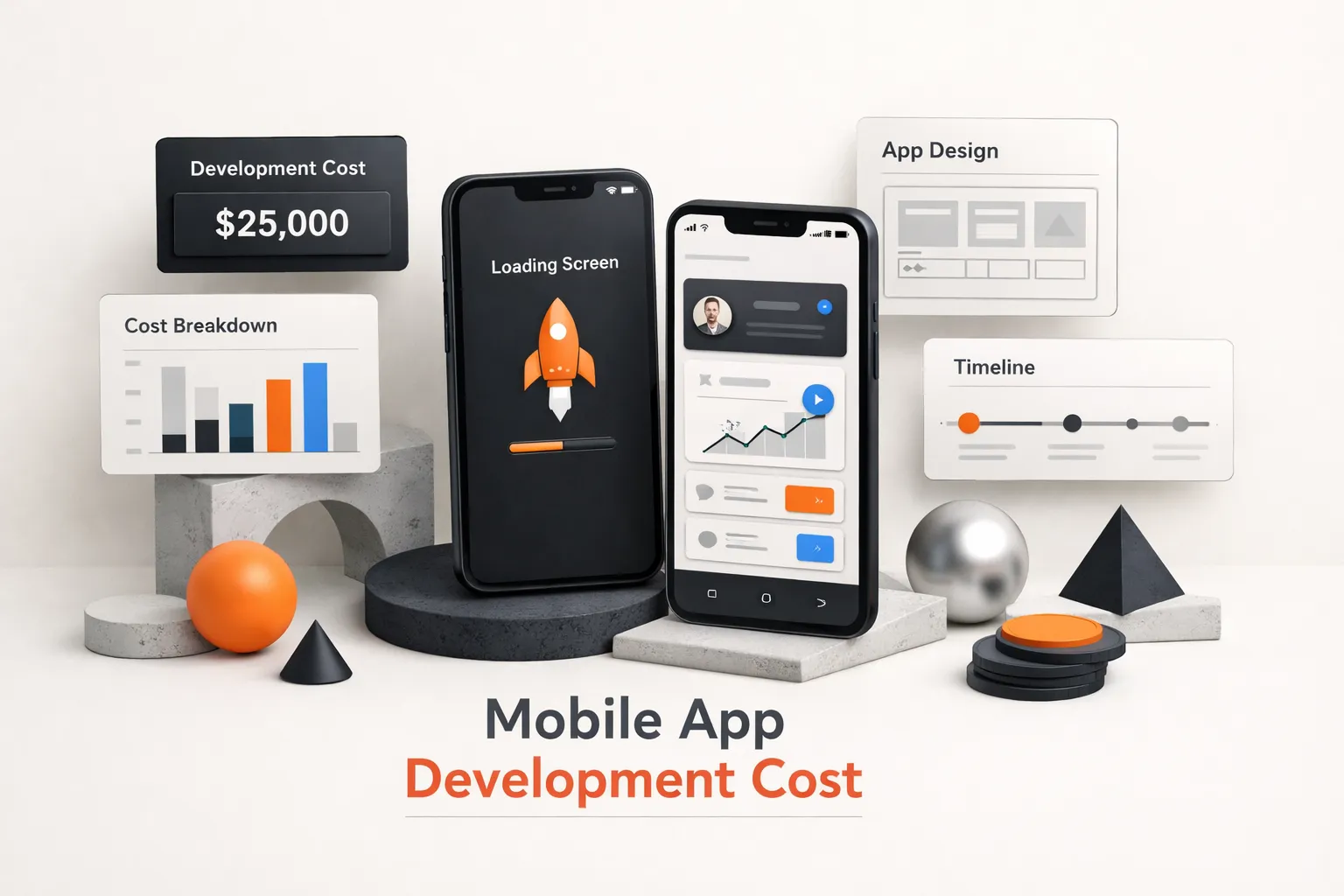 Developer working on mobile app wireframes with laptop and smartphone, illustrating mobile app development cost planning