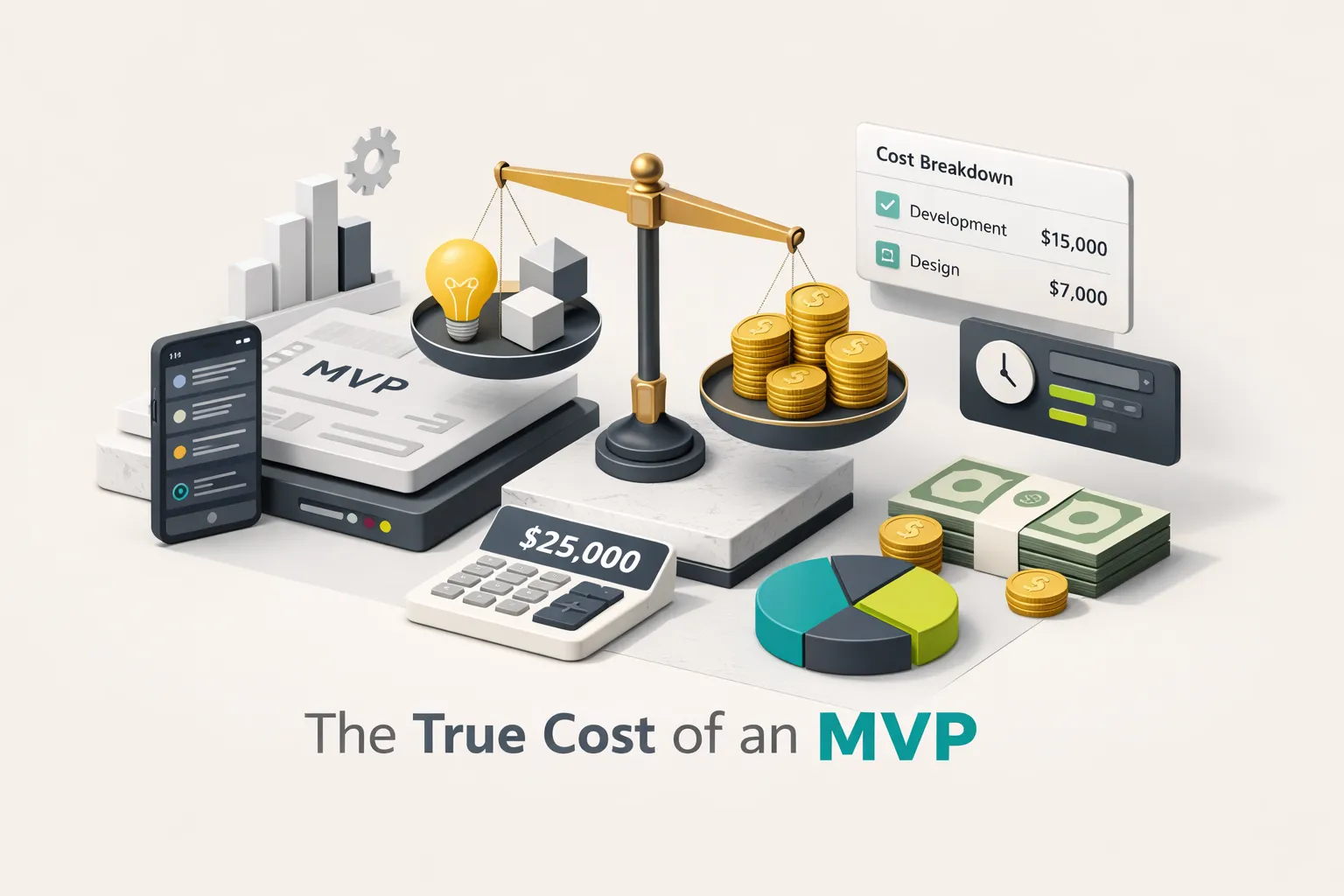 Global team of developers collaborating remotely on MVP software project with cost analysis charts on screen