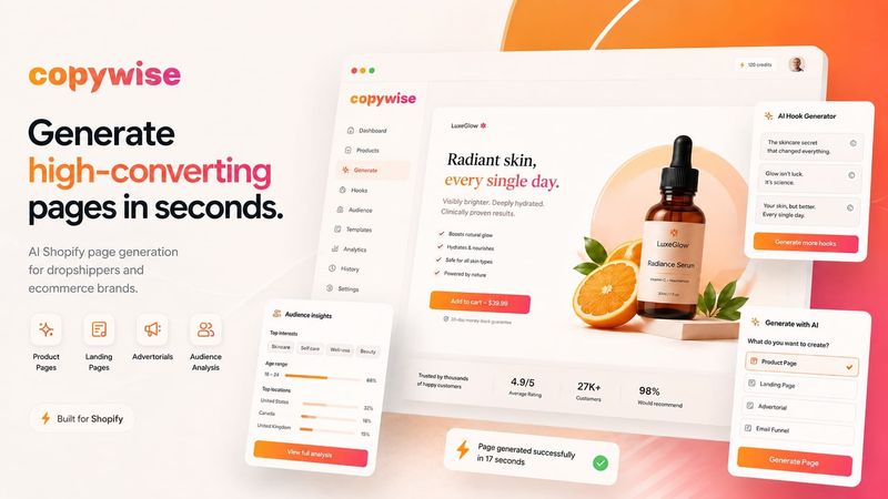 Copywise AI copy generator preview, the product now live as Persuva.ai