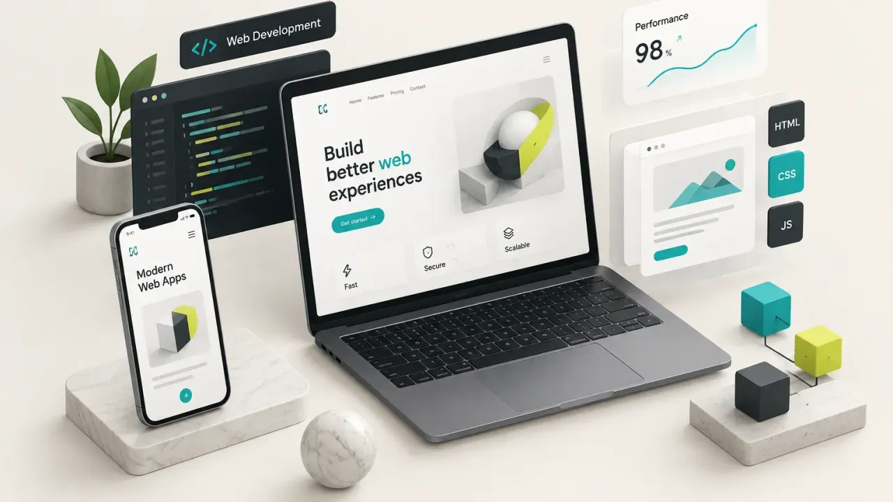 Fejlesztő kódot ír laptopon modern webfejlesztés projekt során irodai környezetben