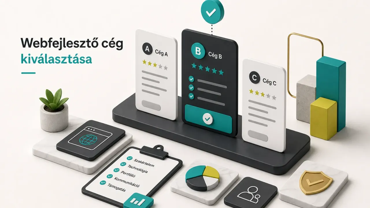 Csapat webfejlesztő cég kiválasztása közben tárgyal az ügyféllel egy modern irodában